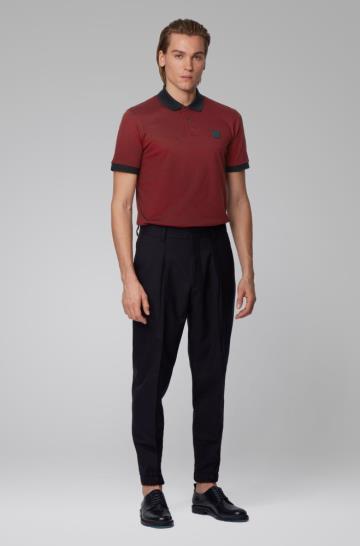 Koszulki Polo BOSS Cotton Piqué Ciemny Czerwone Męskie (Pl09611)